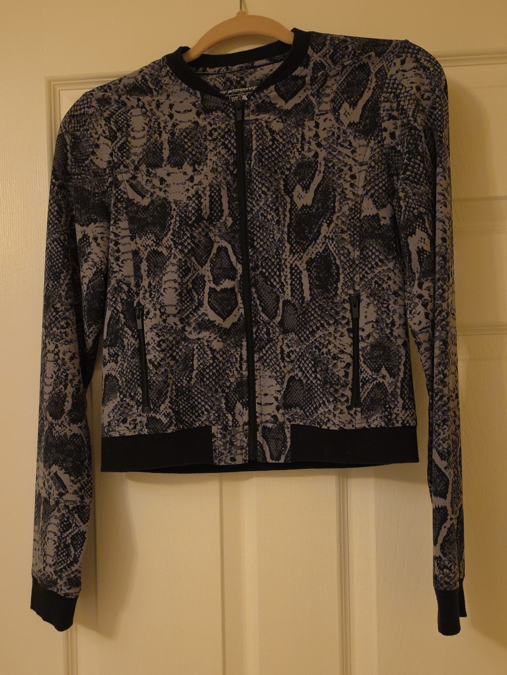 Snake-Print Bomber Jacket in Black and Gray